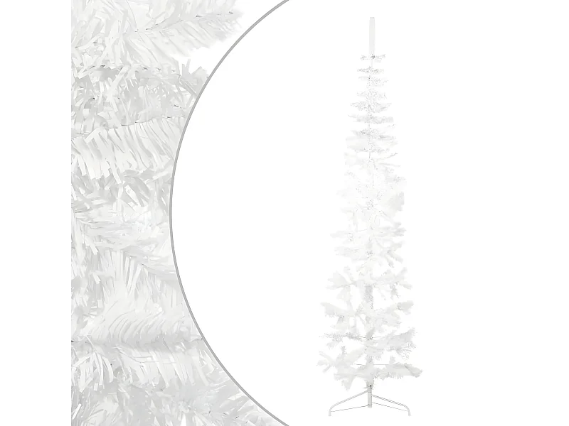 Árvore de Natal artificial meio fina com suporte Branco 240 cm