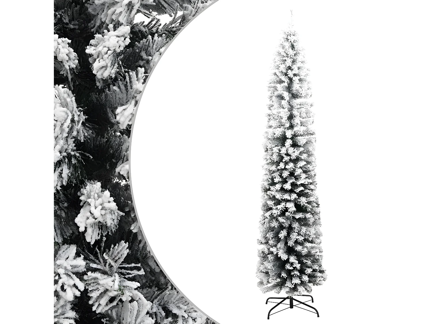 Árvore de Natal artificial fina floco de neve verde 210 cm PVC