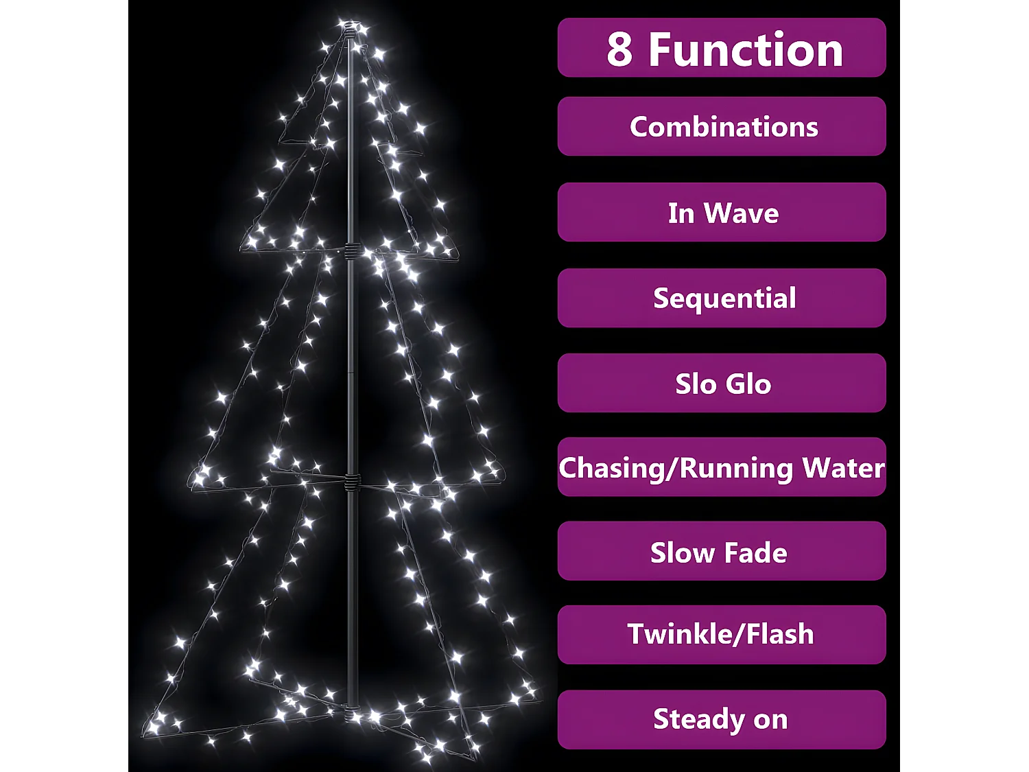 Arbre de No?l c?ne 160 LED d'intérieur/d'extérieur 78x120 cm