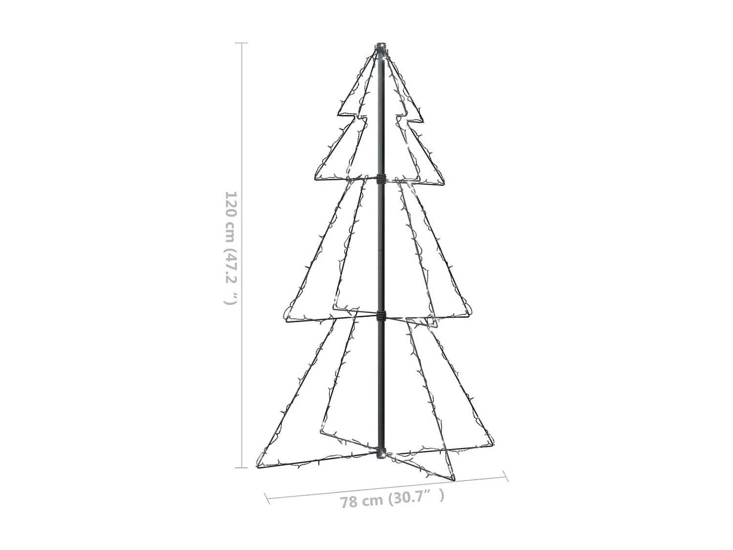 Arbre de No?l c?ne 160 LED d'intérieur/d'extérieur 78x120 cm