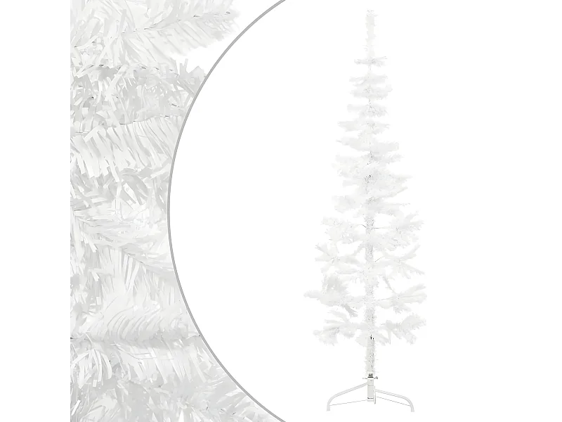 Árvore de Natal artificial meio fina com suporte Branco 120 cm