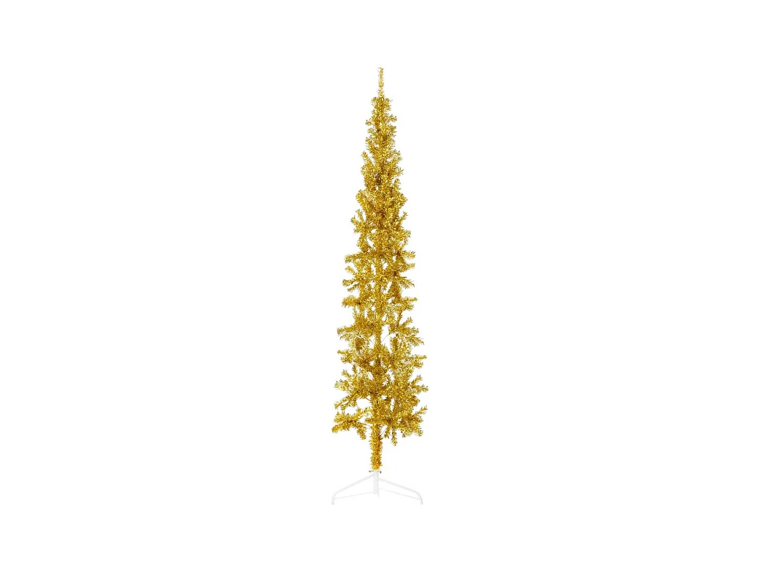 Albero di Natale artificiale mezzo sottile con supporto dorato 210 cm