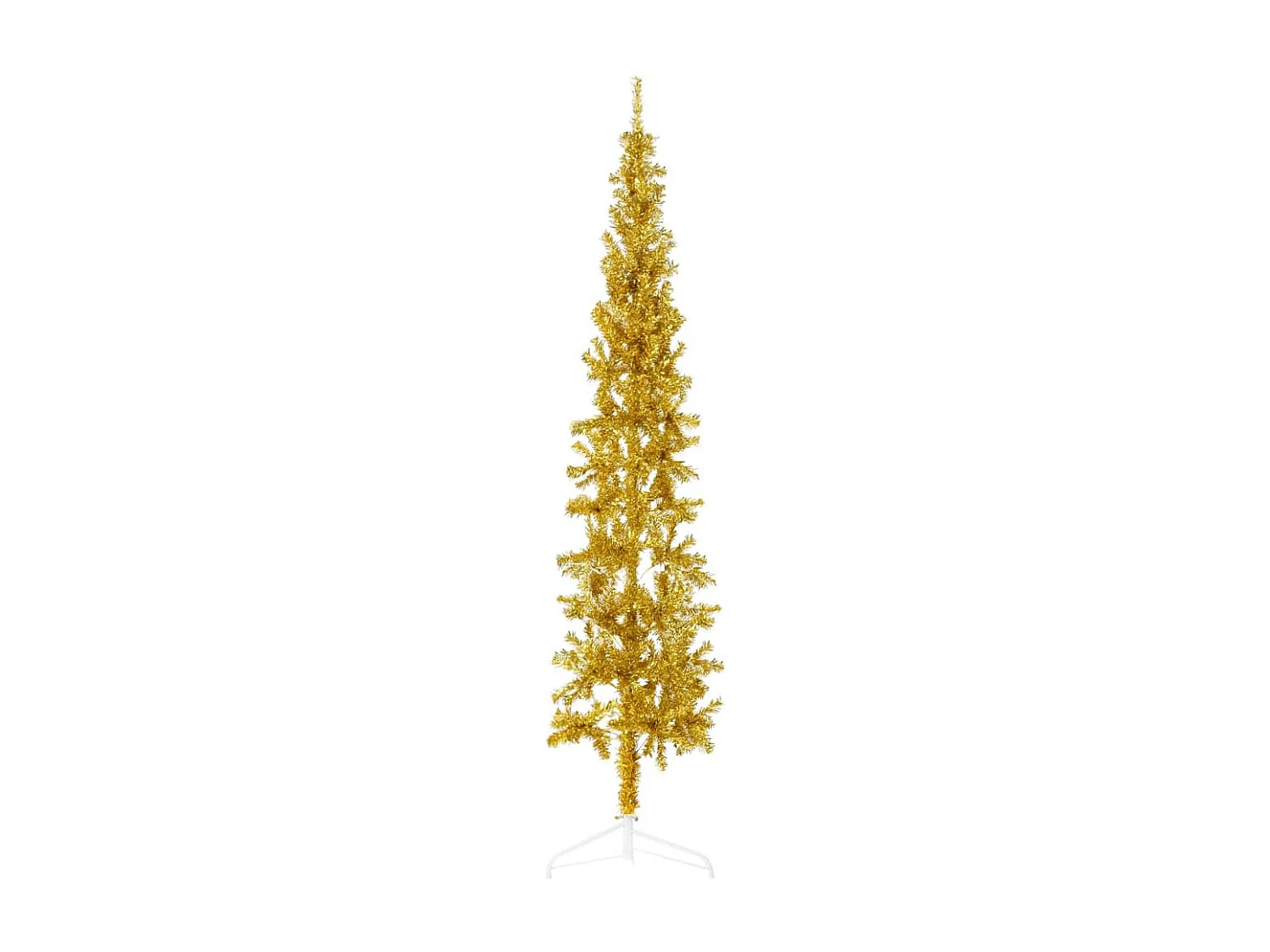 Demi sapin de No?l artificiel mince avec support Doré 210 cm