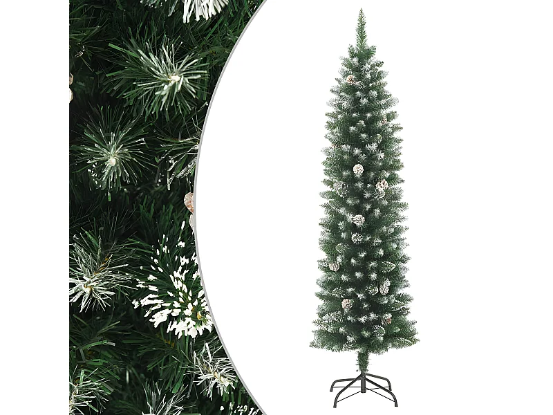 Árbol de Navidad artificial fino con soporte 150 cm PVC