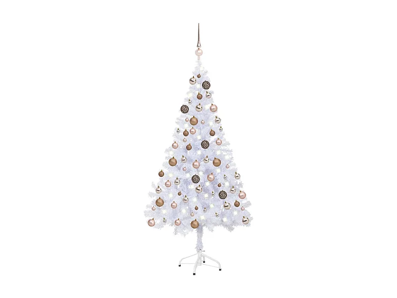 Albero di Natale artificiale/palline preilluminato 120 cm 230 rami