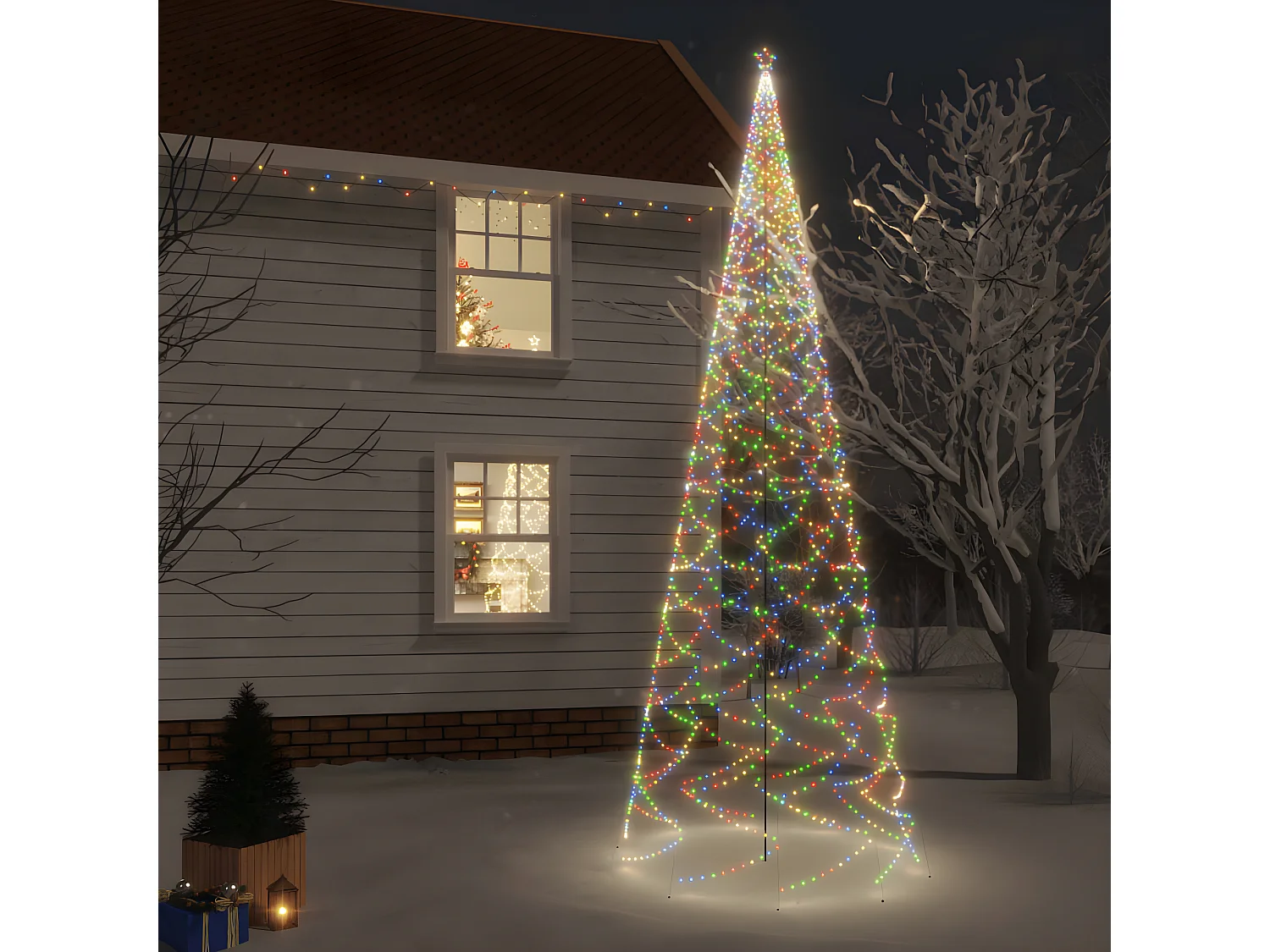 Kerstboom met paal 3000 gekleurde LED's 800 cm