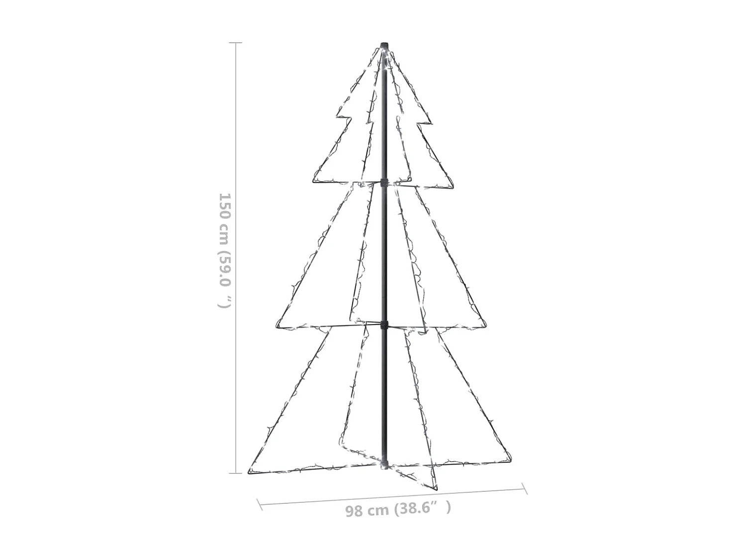 Árvore de Natal 200 LED interior/exterior 98x150 cm