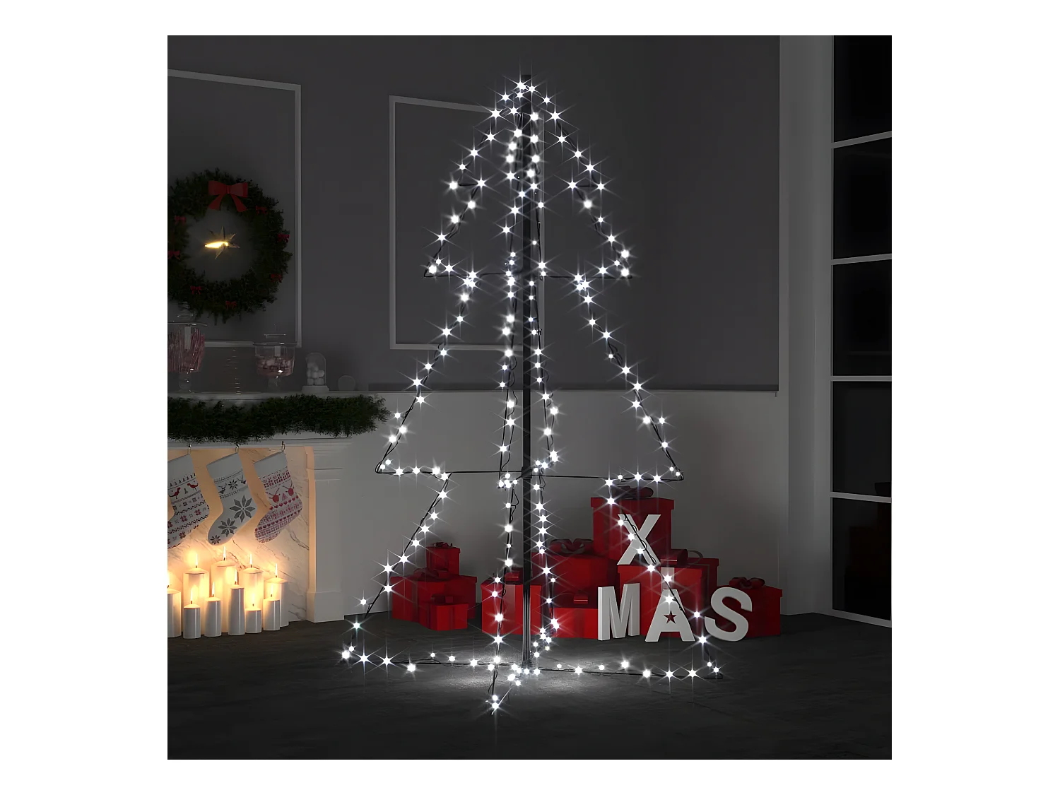 Kerstboom 200 LED binnen/buiten 98x150 cm