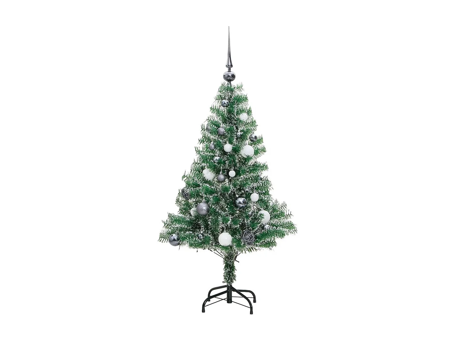 Albero di Natale artificiale 150 LED e palline e neve floccata 150 cm