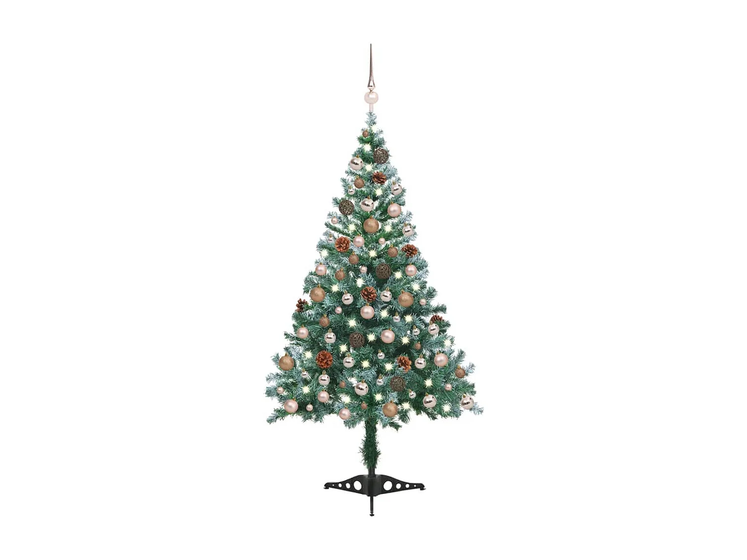 Palline per albero di Natale e pigna satinate preilluminate 150 cm