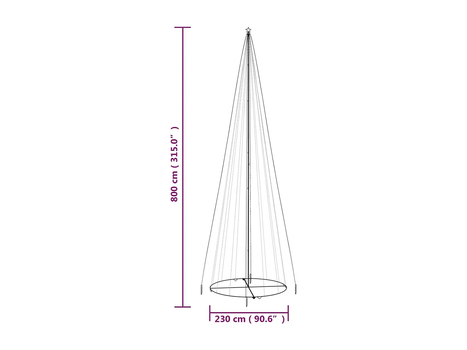 Arbre de No?l c?ne 1134 LED Colorées 230x800 cm