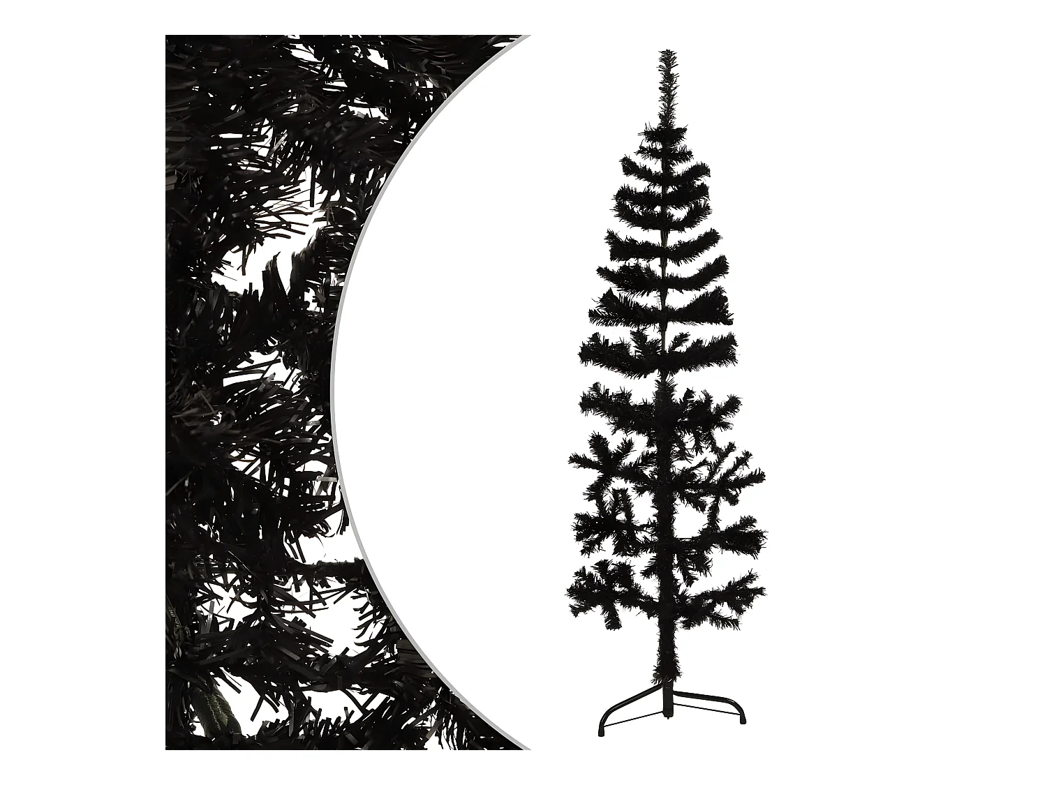 Demi sapin de No?l artificiel mince avec support Noir 120 cm