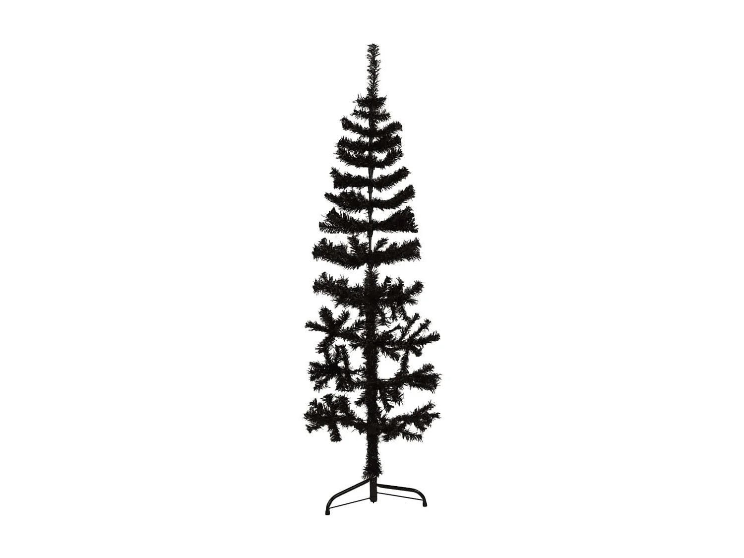 Demi sapin de No?l artificiel mince avec support Noir 120 cm