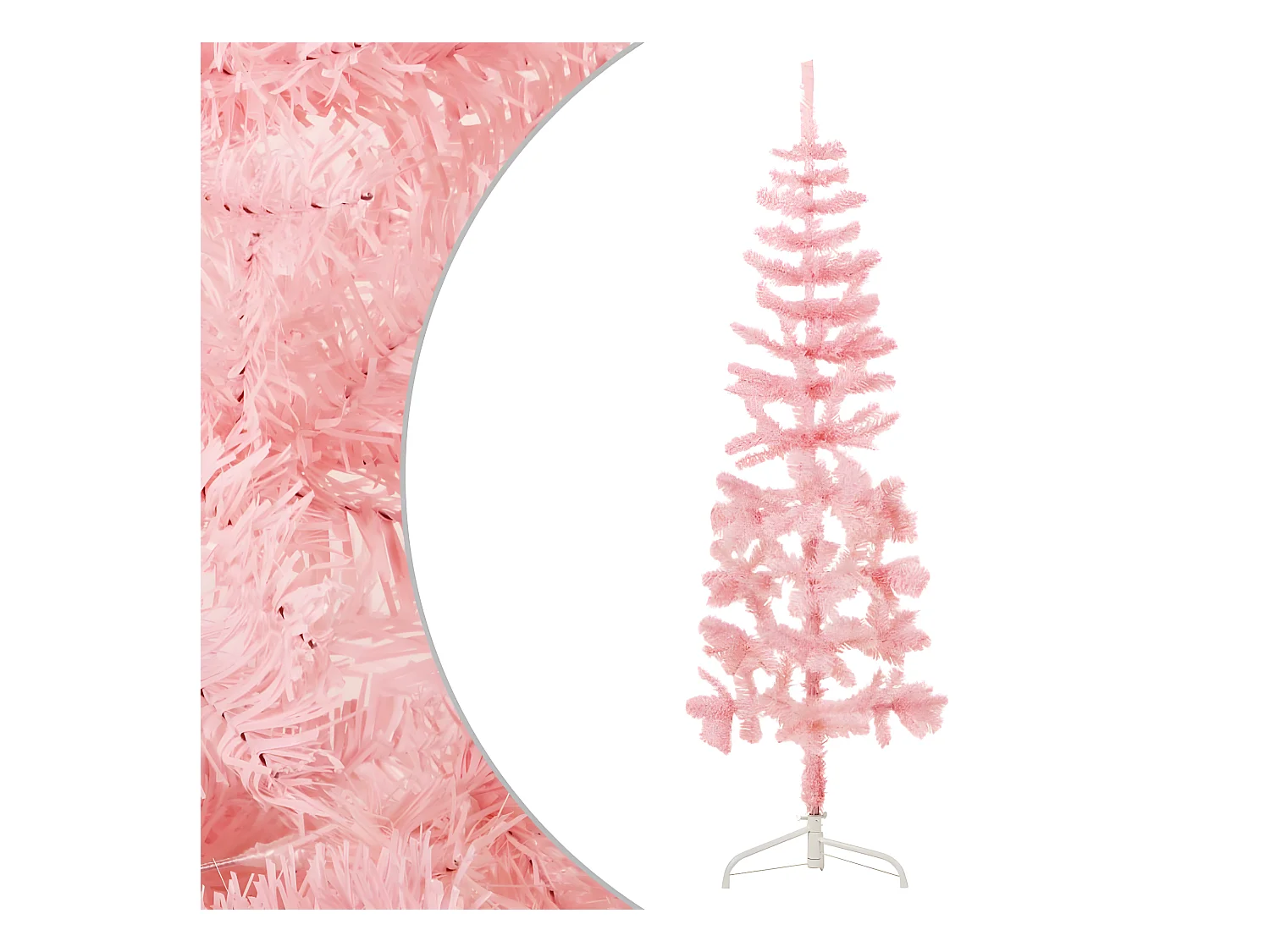 Halfdunne kunstkerstboom met standaard Roze 180 cm