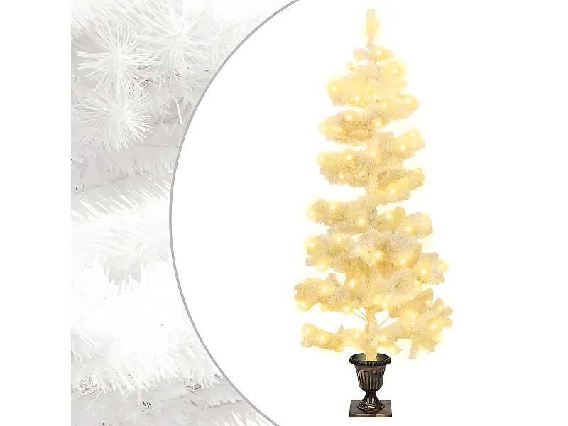 Albero di Natale elicoidale preilluminato con vaso bianco 120 cm in PVC