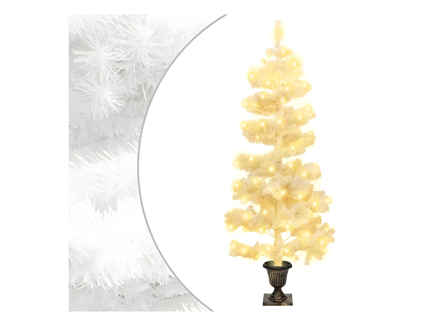 Voorverlichte spiraalvormige kerstboom met witte pot 120 cm PVC