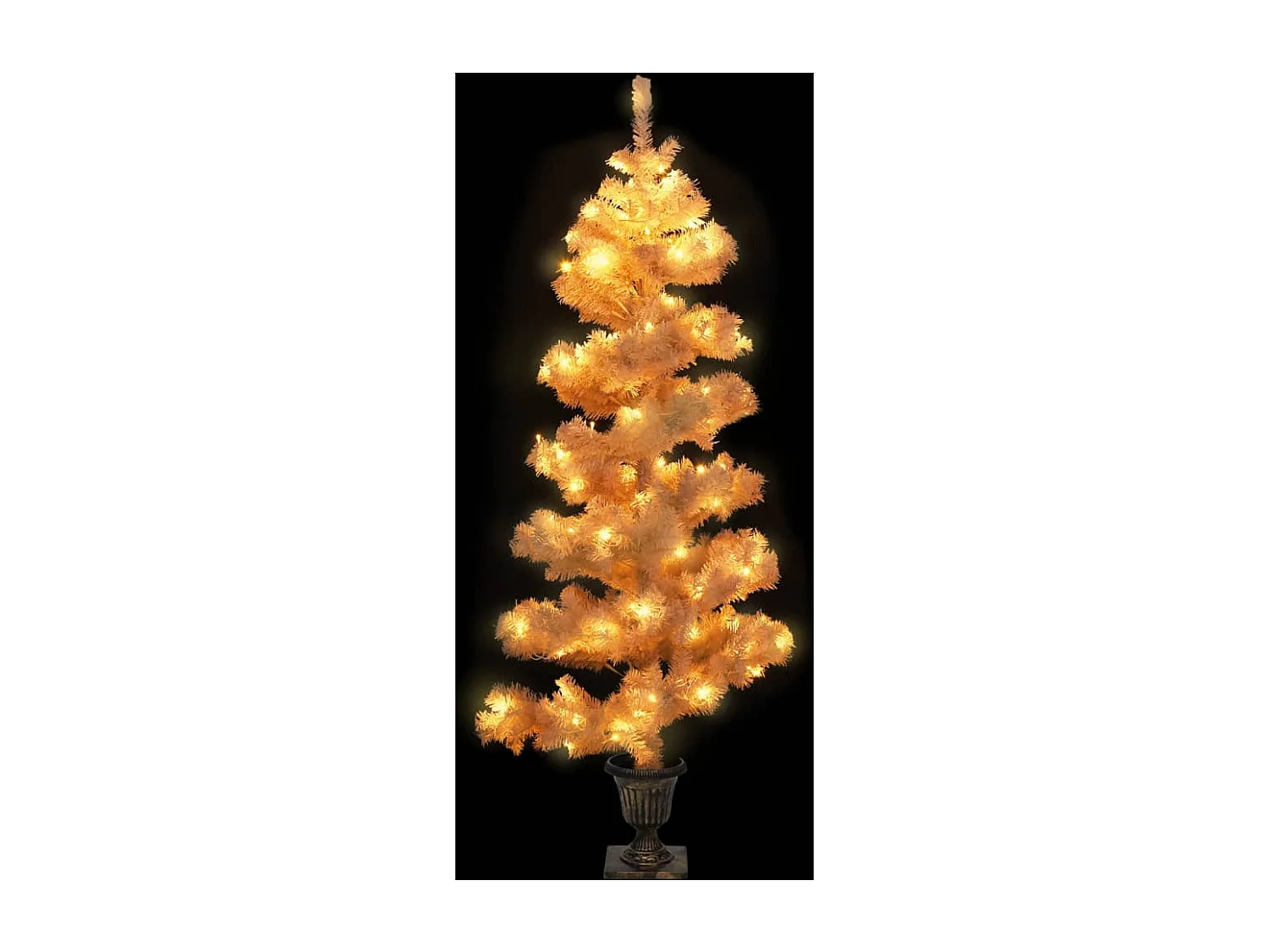 Árbol de Navidad helicoidal preiluminado con macetero blanco 120 cm PVC