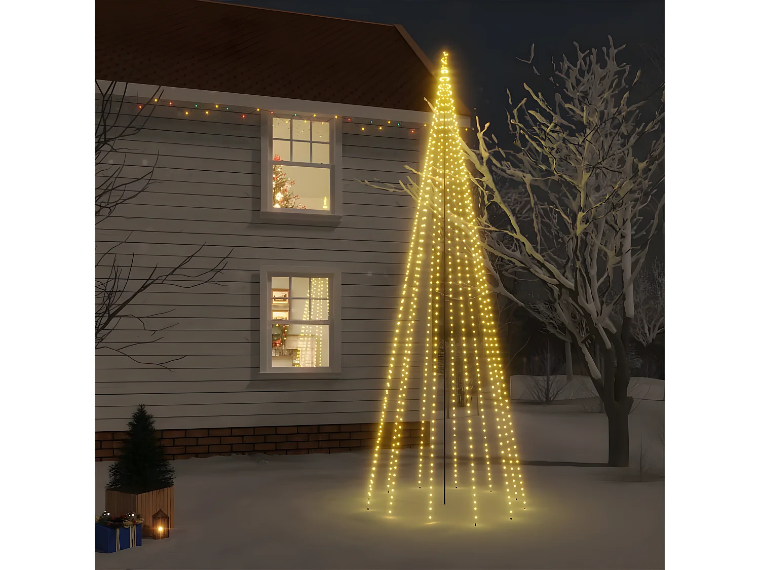 Albero di Natale con picchetto 732 LED bianco caldo 500 cm