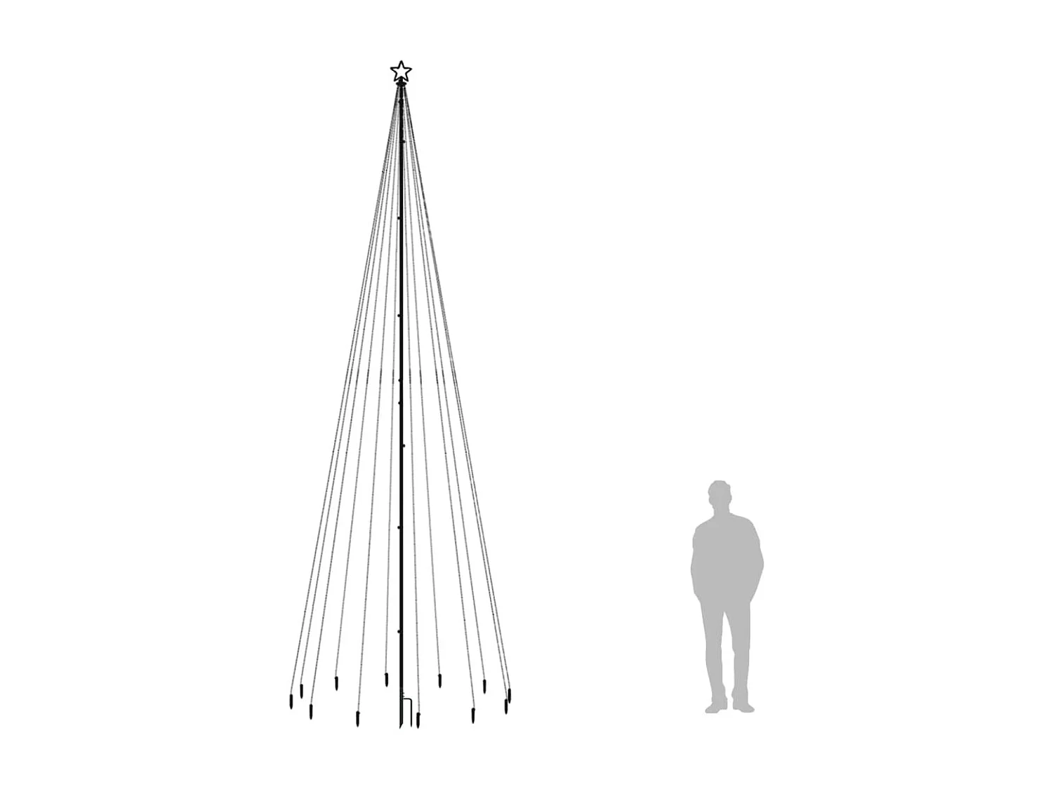 Albero di Natale con picchetto 732 LED bianco caldo 500 cm