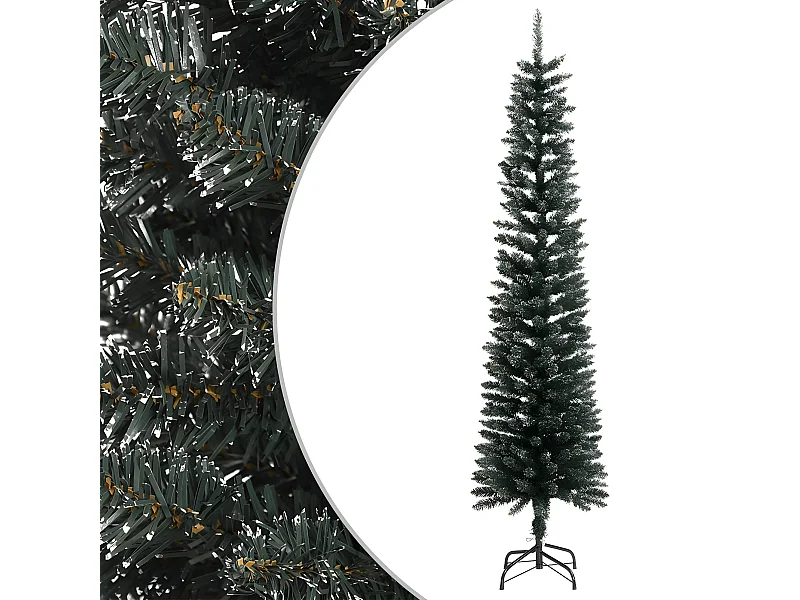 Albero di Natale artificiale sottile con supporto Verde 240 cm in PVC