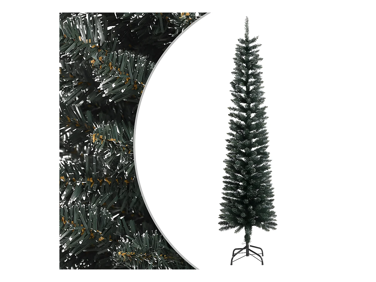 Albero di Natale artificiale sottile con supporto Verde 240 cm in PVC