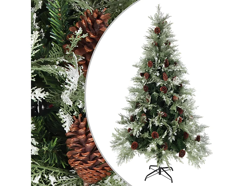 Albero di Natale con pigne Verde e bianco 195 cm PVC e PE