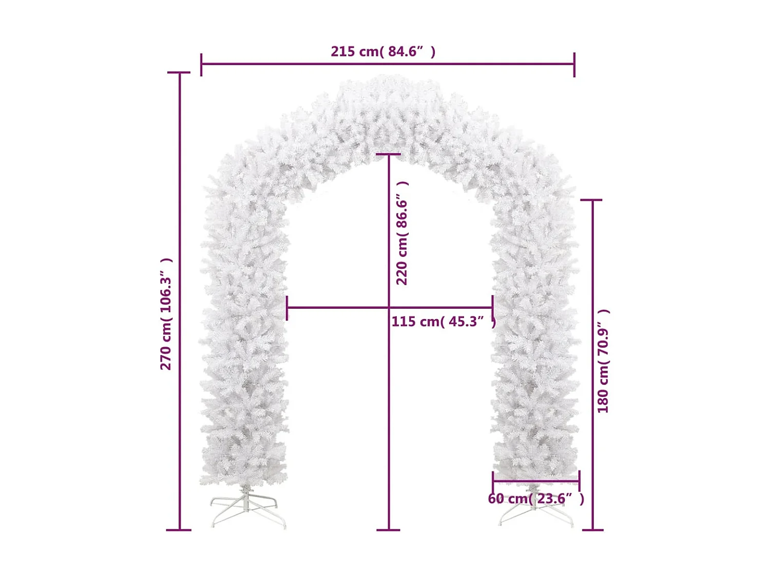 Arco para árbol de Navidad Blanco 270 cm