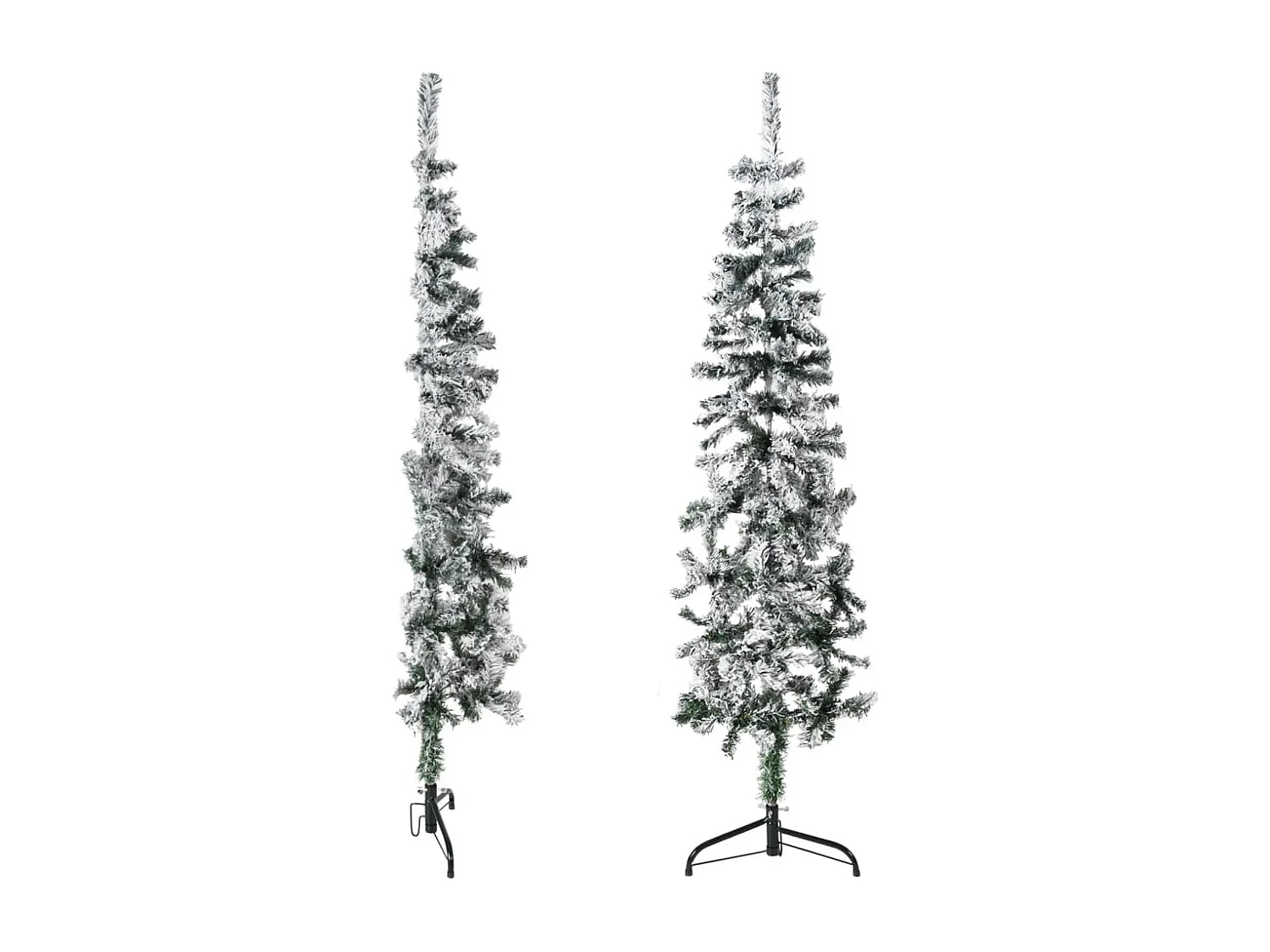 Demi sapin de No?l artificiel mince avec neige floquée 150 cm