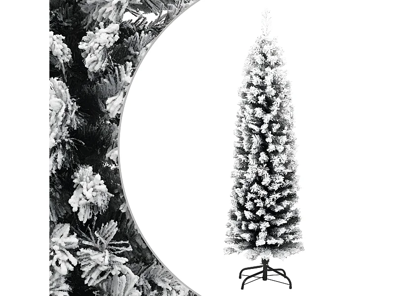 Albero di Natale artificiale sottile fiocco di neve verde 150 cm in PVC