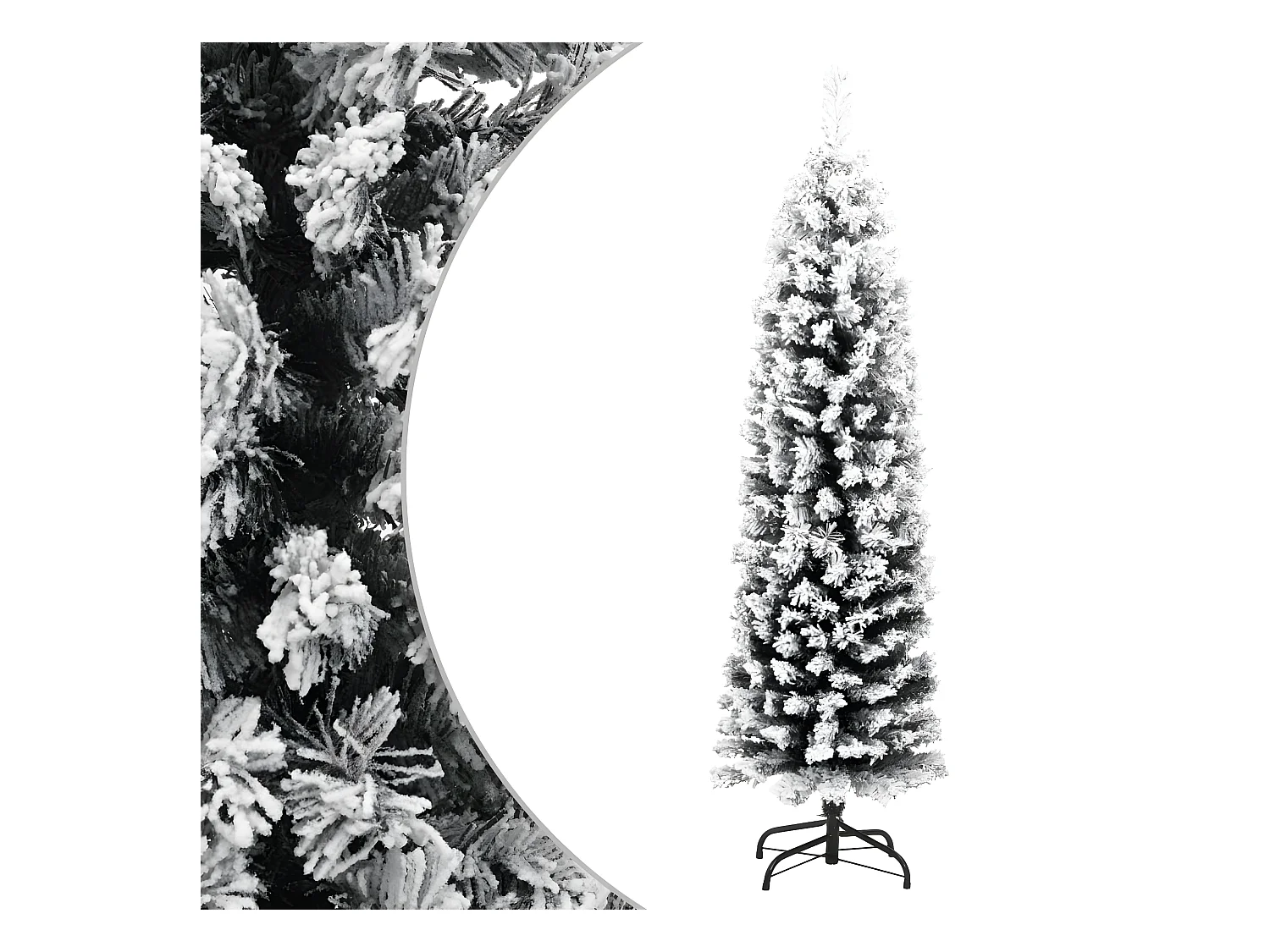 Albero di Natale artificiale sottile fiocco di neve verde 150 cm in PVC