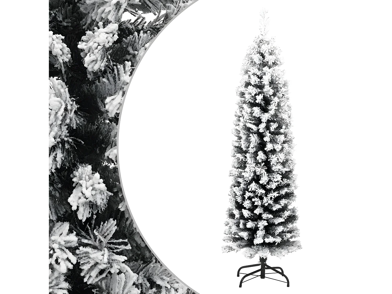 Árvore de Natal artificial fina floco de neve verde 150 cm PVC