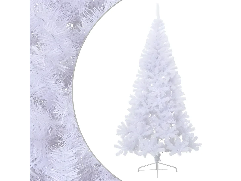 Mezzo albero di Natale artificiale con supporto bianco 180 cm in PVC