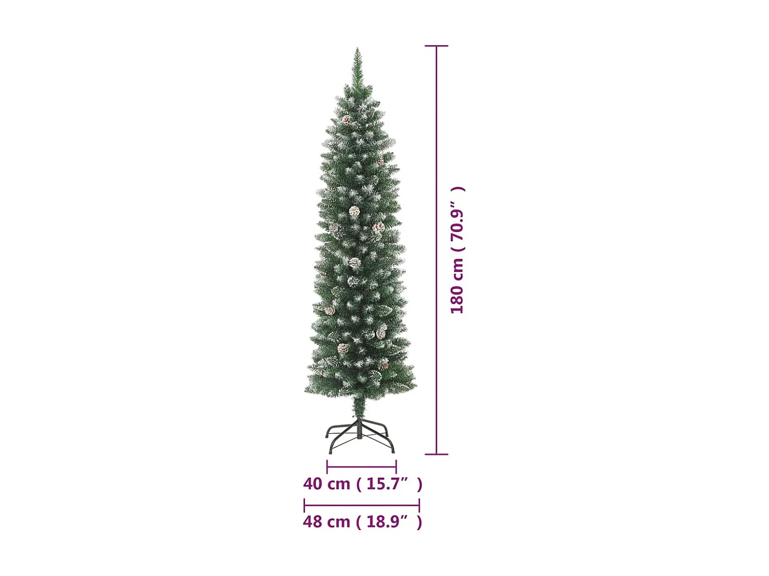 Sapin de No?l artificiel mince avec support 180 cm PVC