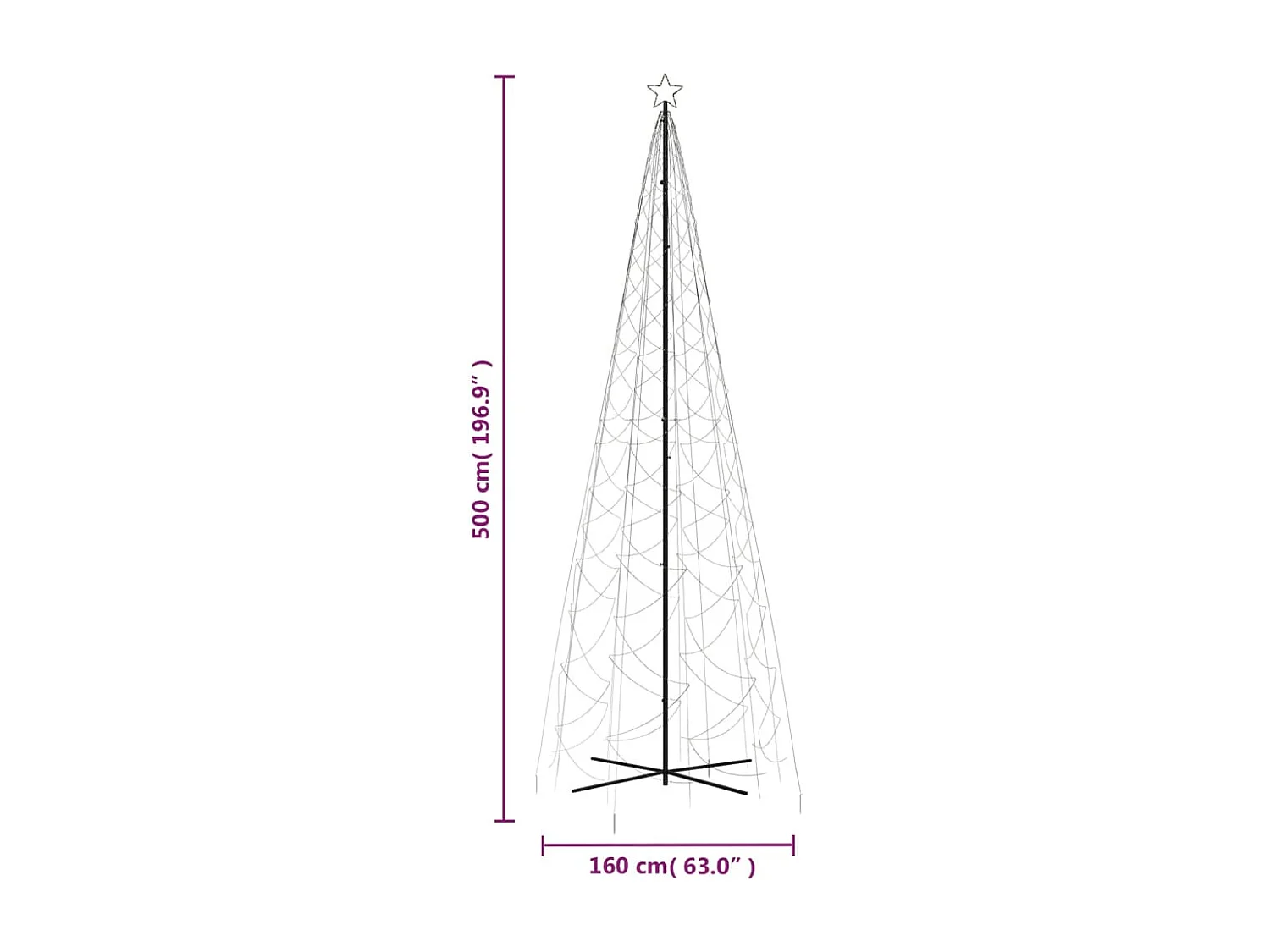 Arbre de No?l c?ne 1400 LED Blanc chaud 160x500 cm