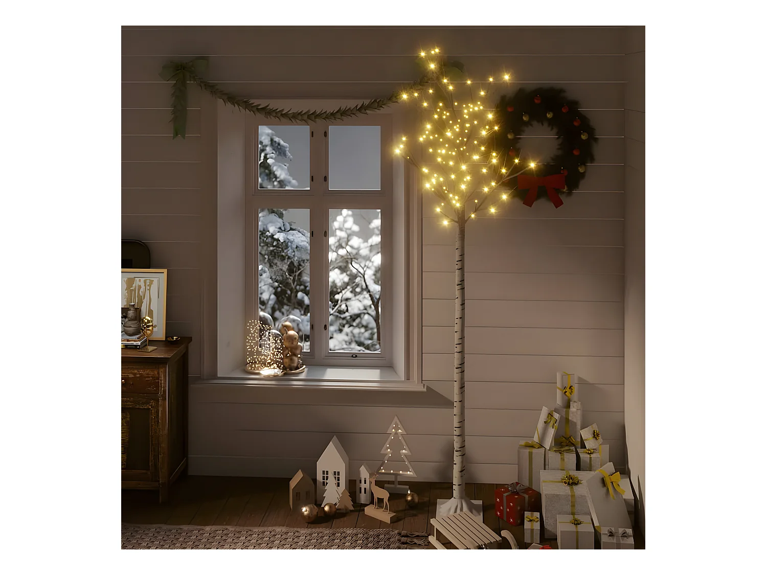 Árbol de Navidad 200 LED blanco cálido Willow 2,2 m Int/Ext
