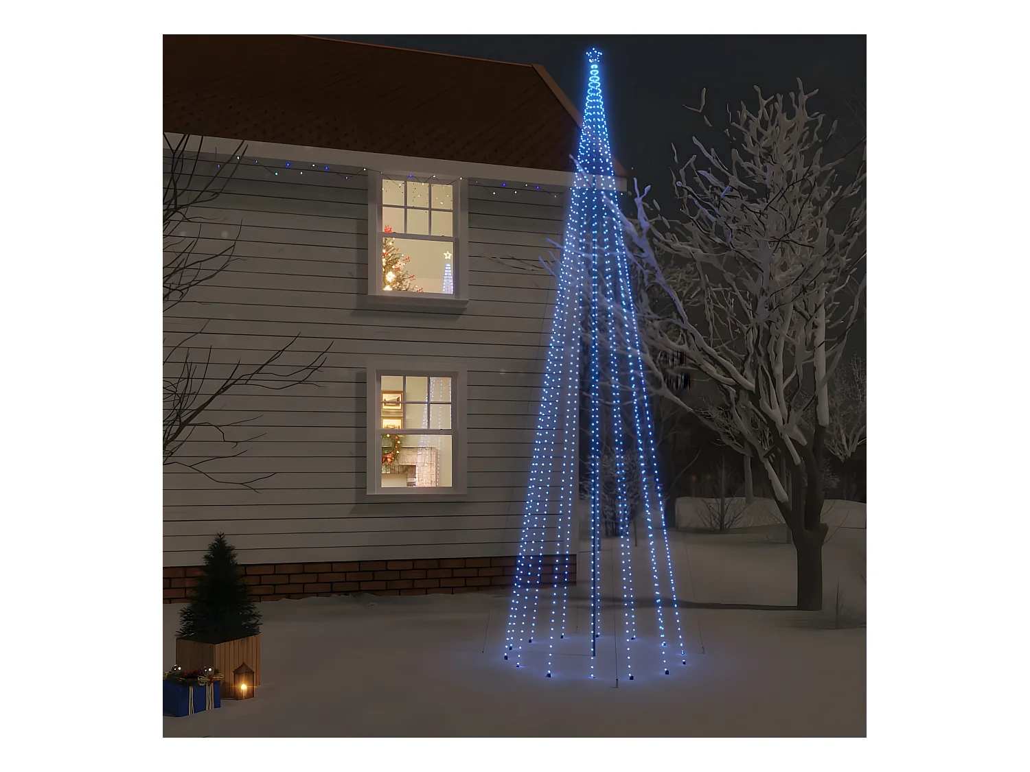 Kerstboom met paal 1134 Blauwe LED's 800 cm