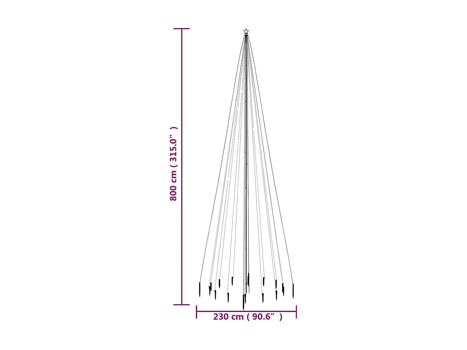 Sapin de No?l avec piquet 1134 LED Bleues 800 cm