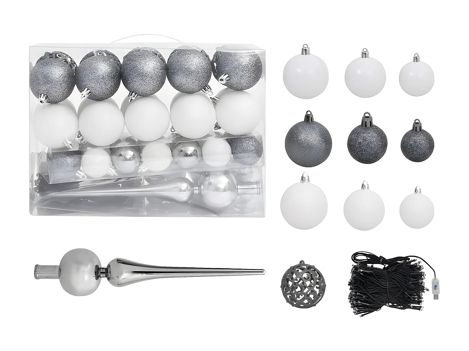 Arbre de No?l artificiel pré-éclairé et boules rose 150 cm PVC