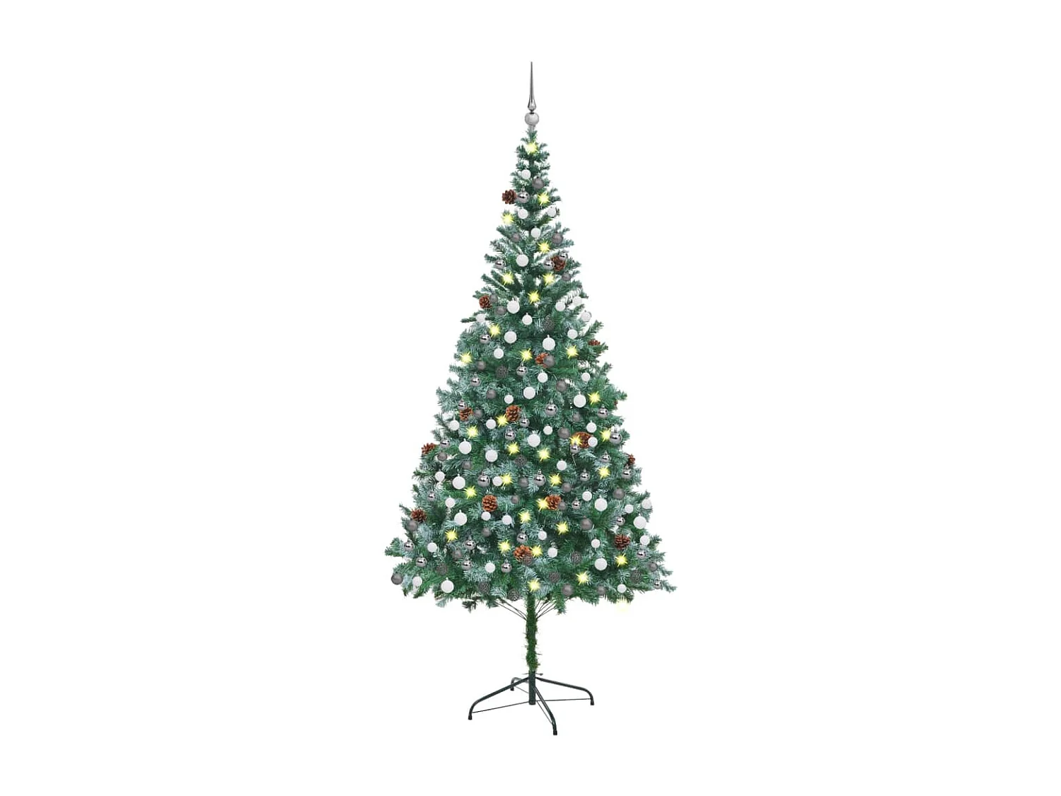 Palline per albero di Natale/pigna artificiale preilluminate 210 cm