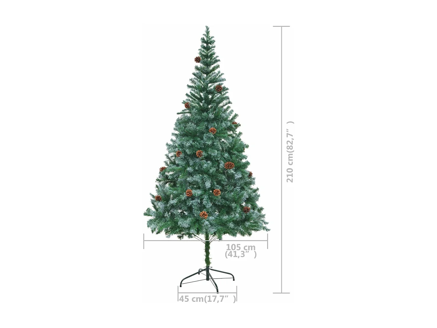 Árvore de Natal artificial pré-iluminada/bolas de pinha 210cm