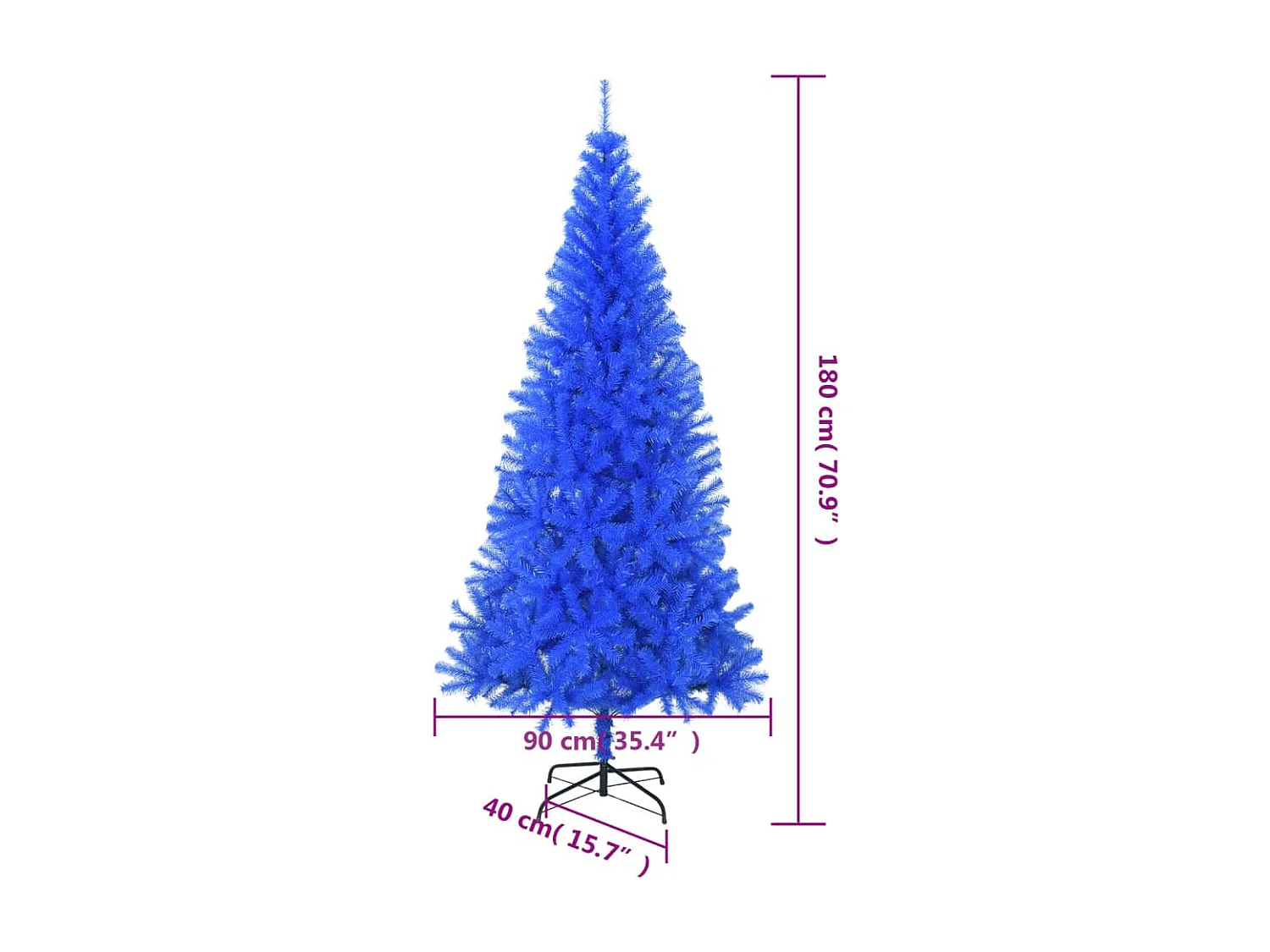 Sapin de No?l artificiel avec support bleu 180 cm PVC