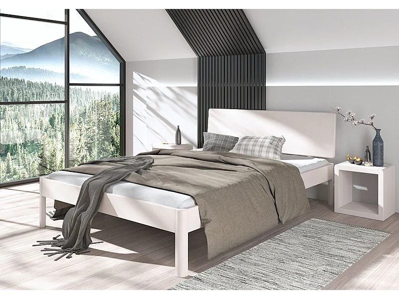 Lit en bois de hêtre AMMER / 160 x 200 cm, couleur blanche.