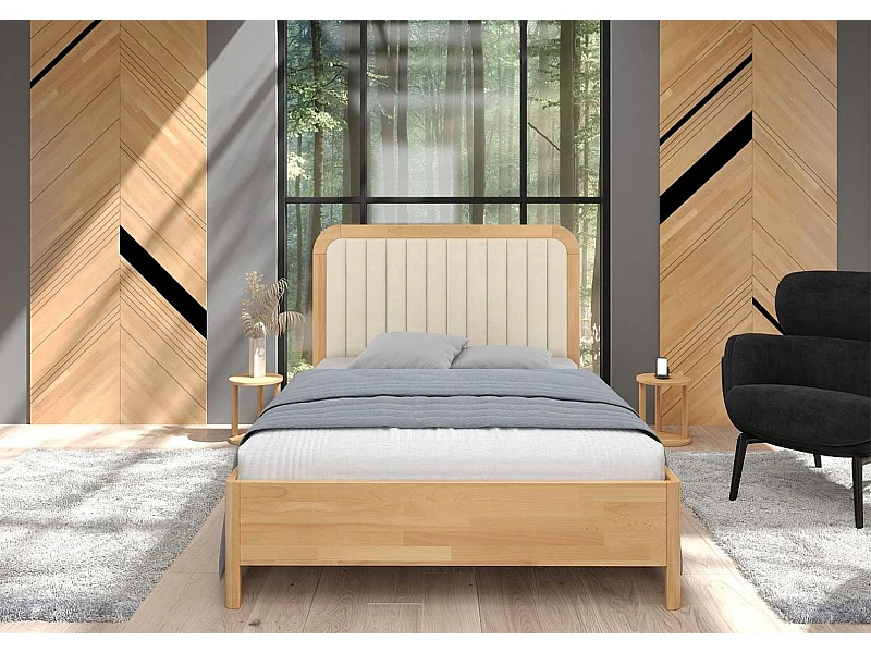 Łóżko bukowe Visby MODENA, 160X200, naturalny/ecru