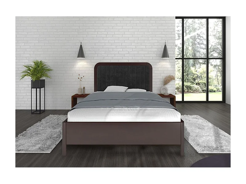 Łóżko bukowe Visby MODENA, 160X200, palisander/czarny