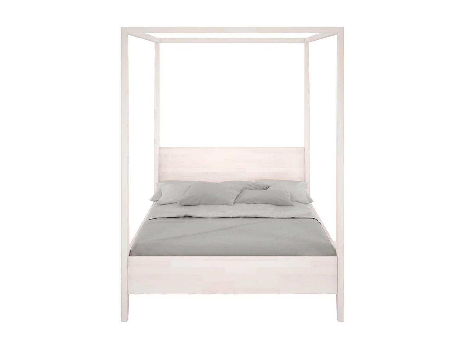 Bett aus Buchenholz mit Himmelbett CANOPY / 160 x 200 cm, weiß