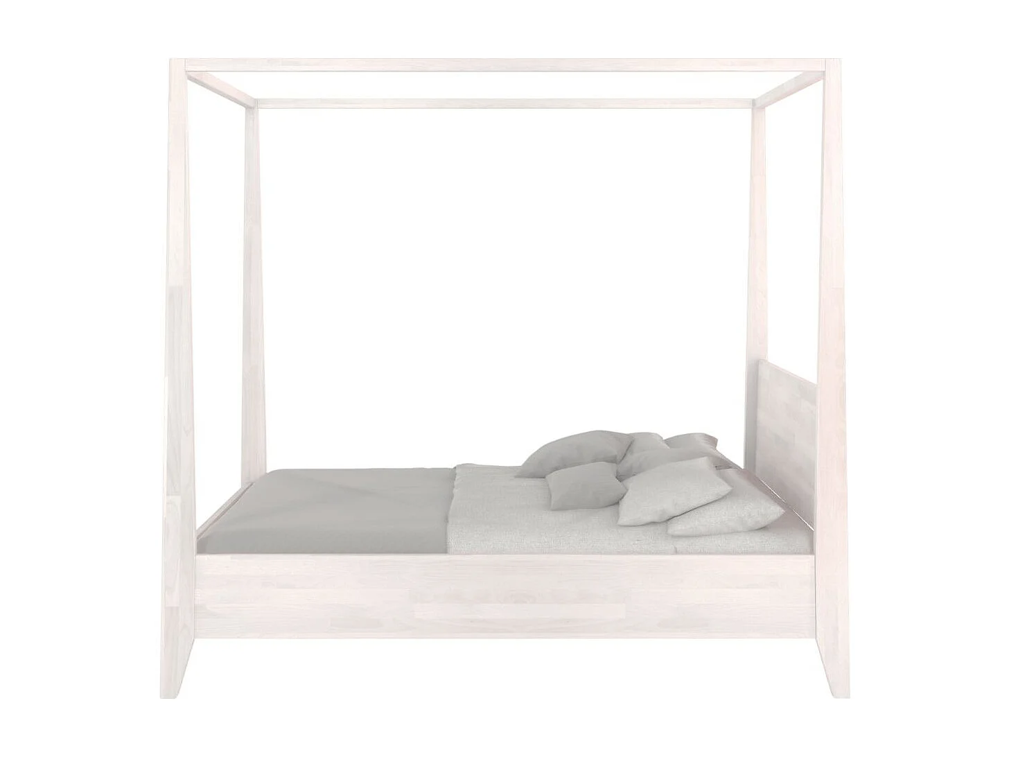 Bett aus Buchenholz mit Himmelbett CANOPY / 160 x 200 cm, weiß