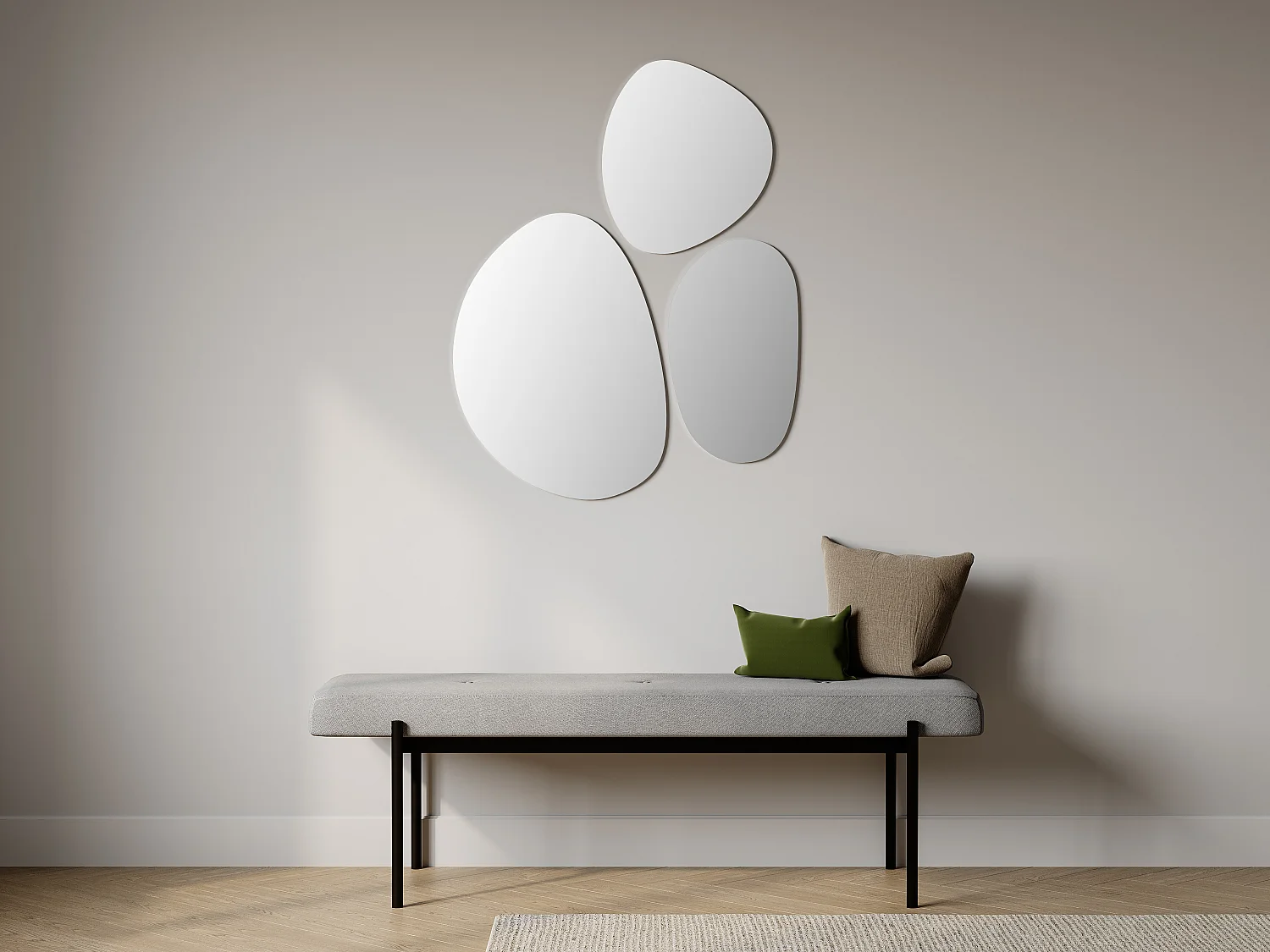 Lot de 3 miroirs muraux organiques - 3 tailles - SANIJI