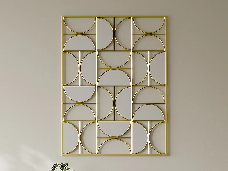 Lustro art deco metalowe asymetryczne - szer. 77 x wys. 102 cm - Złoty - TAYAN