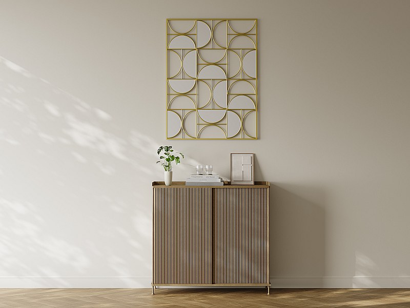 Deco deconstructed metal mirror - L.77 x H. 102 cm - Golden - TAYAN