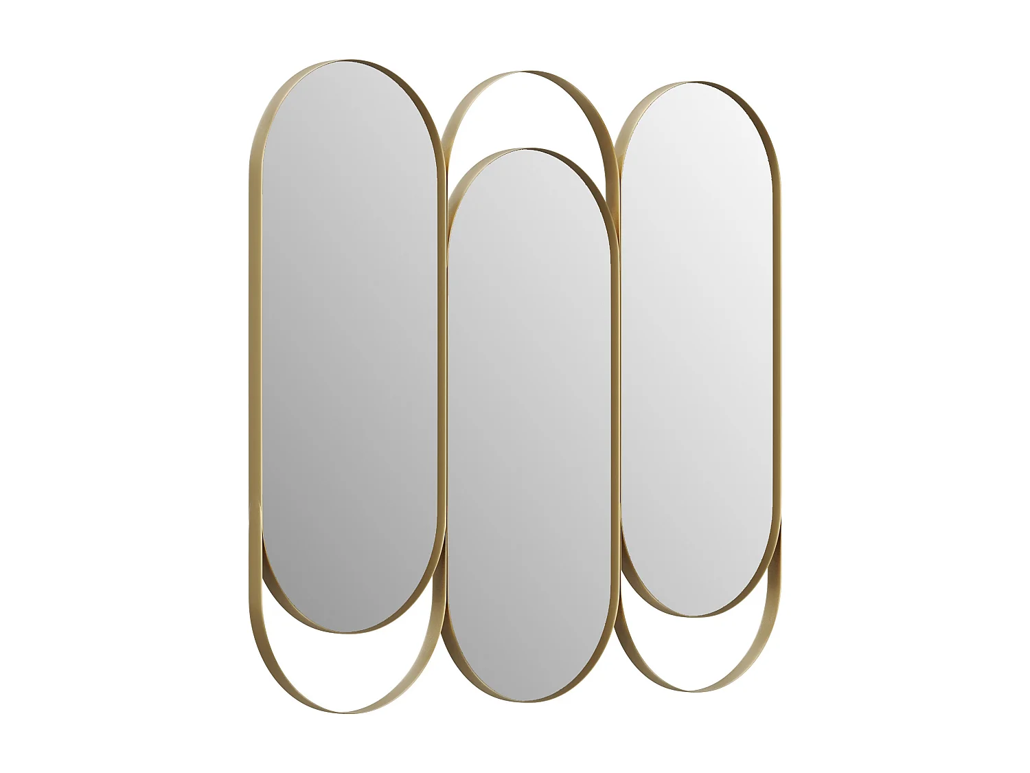 Espejo tríptico art déco de metal - L.76 x Alt. 69.5 cm - Dorado - JICHIMI